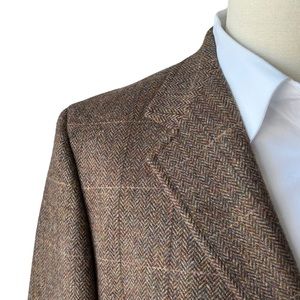 Brooks Brothers Italy Herringbone Wool Tweed Three Button Sports Coat | 45R